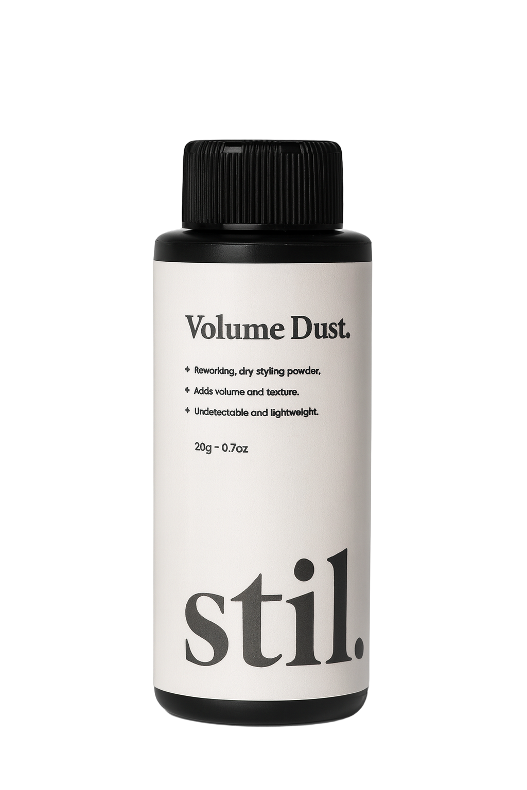 Bottle of 'Volume Dust' by stil. on a white background