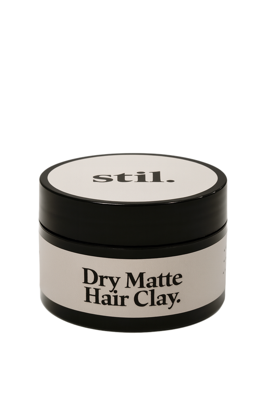 Jar of stil. Dry Matte Hair Clay on a white background