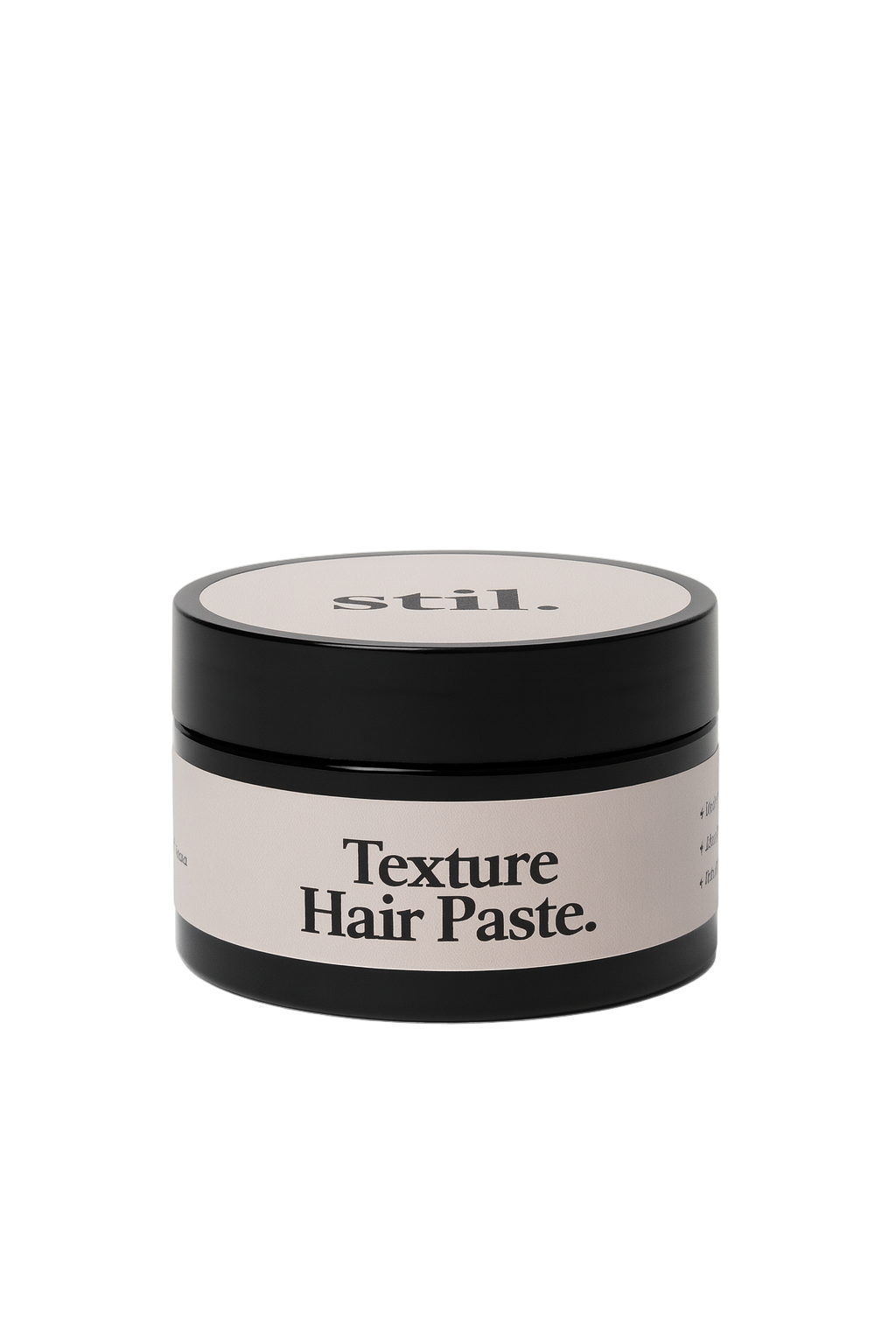 Jar of 'stil.' Texture Hair Paste on a white background